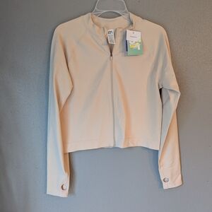 JoyLab Women's Cream Moisture Wicking Athletic Zip Up Jacket